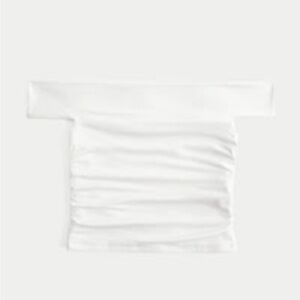Hollister Soft Stretch Seamless Fabric Ruched Off-the-Shoulder Top White